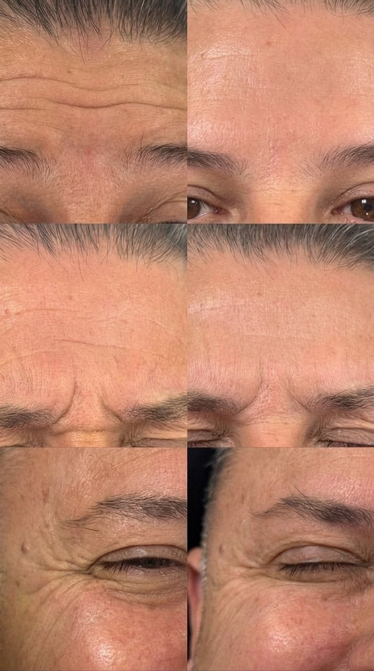 Antes e depois — toxina botulínica facial